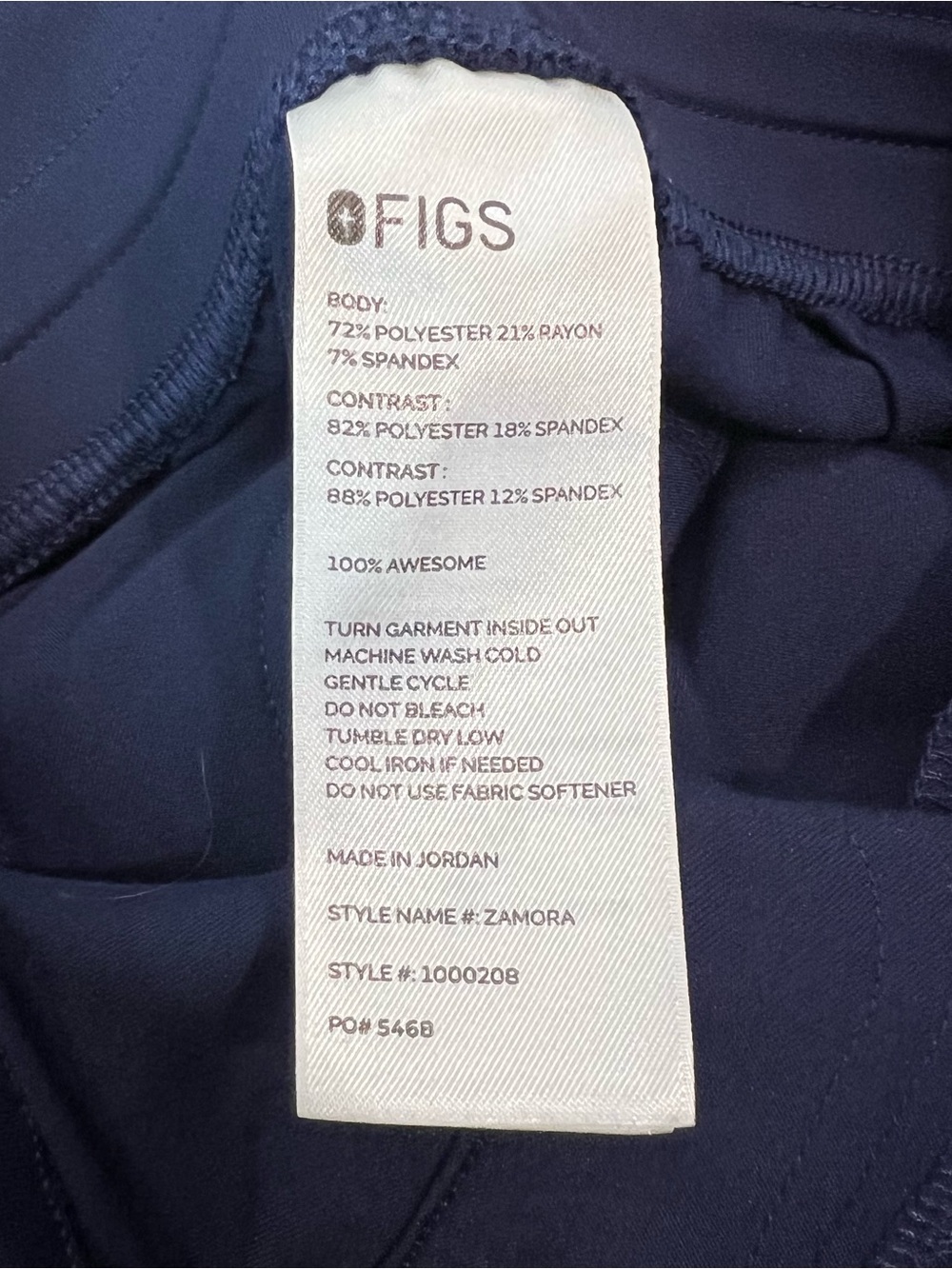Figs Zamora Navy Blue Scrub Pants Size Medium Petite Healthcare Nurse Medical - Picture 6 of 6